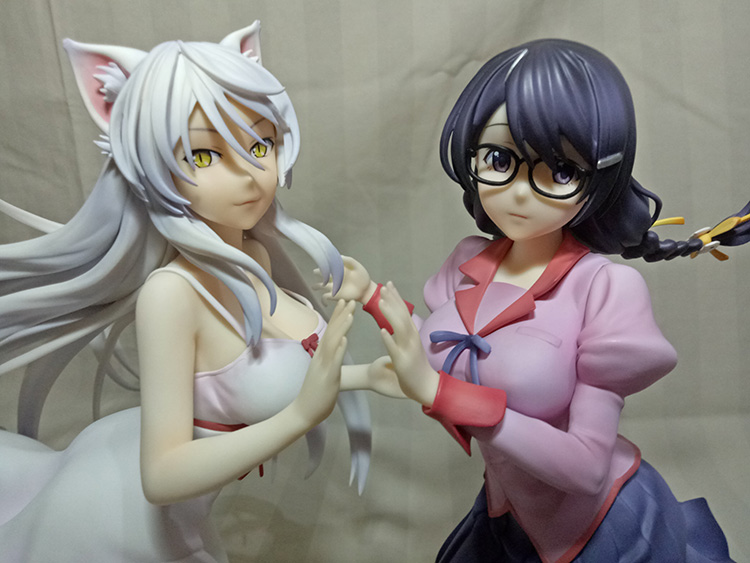 hanekawa tsubasa black hanekawa side-by-side close up