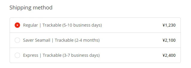 solaris japan shipping options